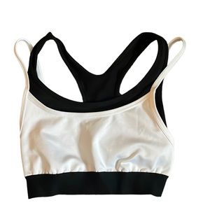 PINK XXS sports bra womens athletic black white strappy padded